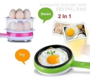 1. An electric frying pan filled with cooked eggs, showcasing a delicious breakfast preparation. 2. A close-up of an electric frying pan containing scrambled eggs, highlighting a vibrant breakfast scene. 3. An electric frying pan displaying perfectly cooked eggs, emphasizing a delightful cooking moment.